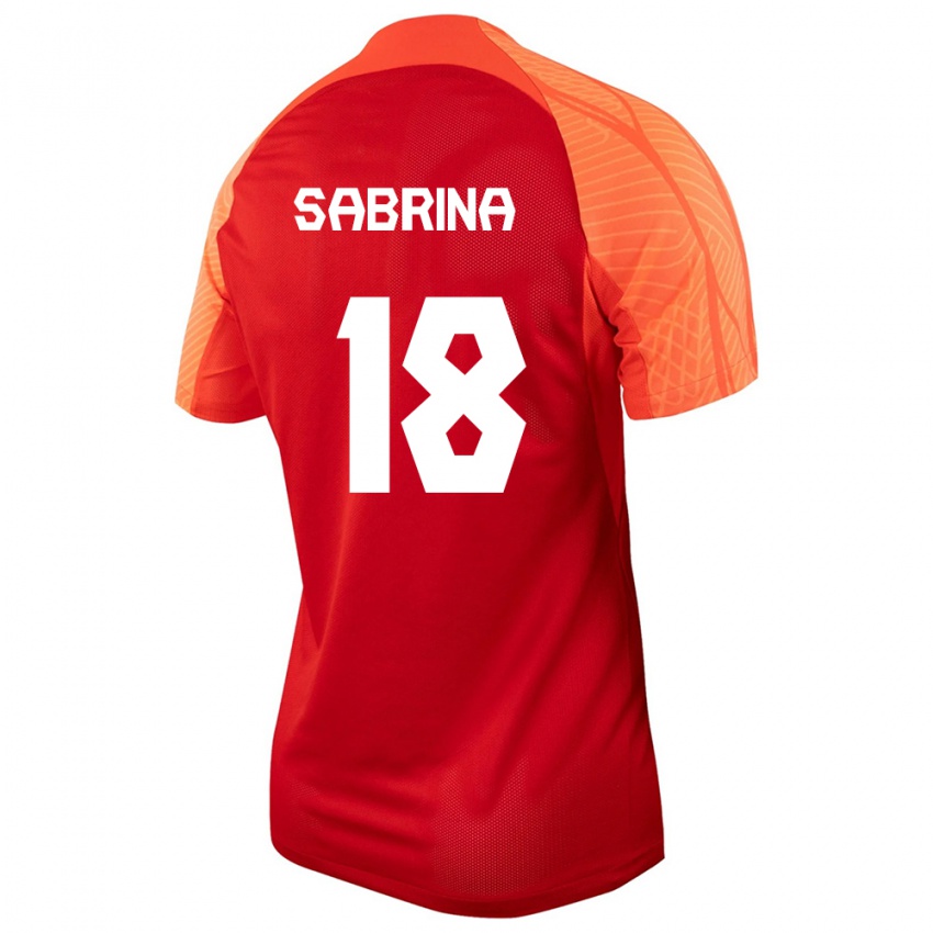 Mujer Camiseta Canadá Sabrina D Angelo #18 Naranja 1ª Equipación 24-26 La Camisa