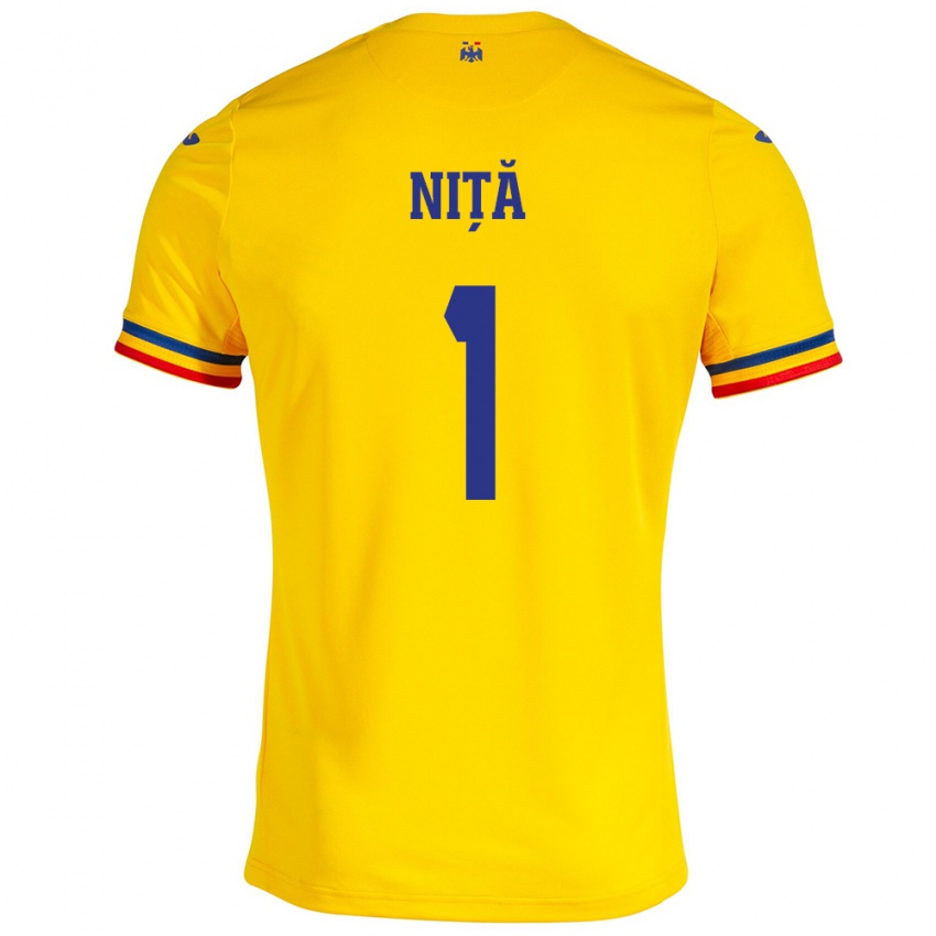 Mujer Camiseta Rumania Florin Niță #1 Amarillo 1ª Equipación 24-26 La Camisa
