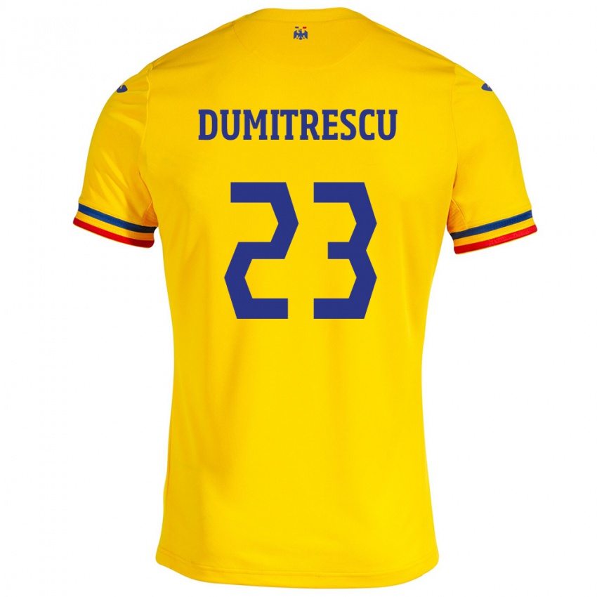 Mujer Camiseta Rumania Andres Dumitrescu #23 Amarillo 1ª Equipación 24-26 La Camisa