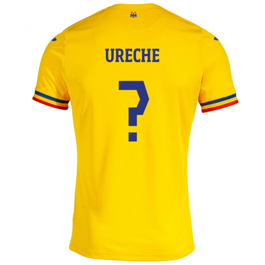 Mujer Camiseta Rumania Alexandru Ureche #0 Amarillo 1ª Equipación 24-26 La Camisa