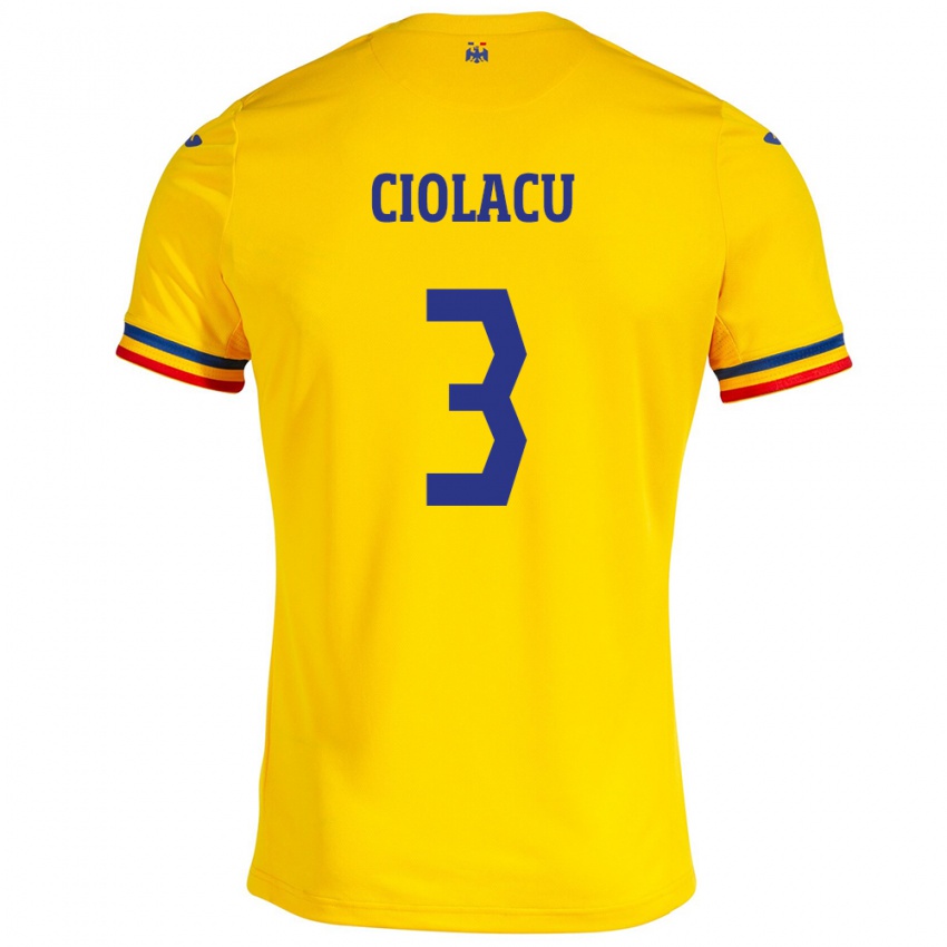 Mujer Camiseta Rumania Mihaela Ciolacu #3 Amarillo 1ª Equipación 24-26 La Camisa