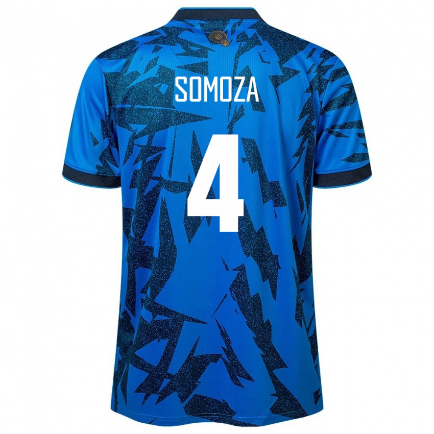 Mujer Camiseta El Salvador Néstor Somoza #4 Azul 1ª Equipación 24-26 La Camisa