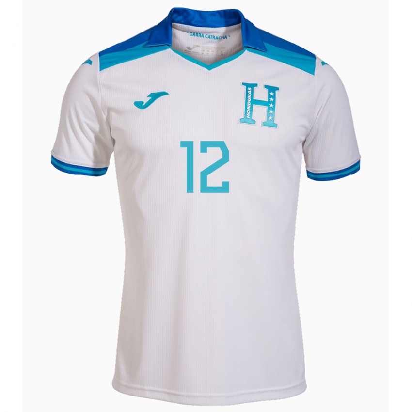 Mujer Camiseta Honduras Owen Macías #12 Blanco 1ª Equipación 24-26 La Camisa