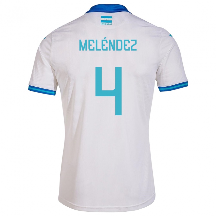 Mujer Camiseta Honduras Carlos Meléndez #4 Blanco 1ª Equipación 24-26 La Camisa