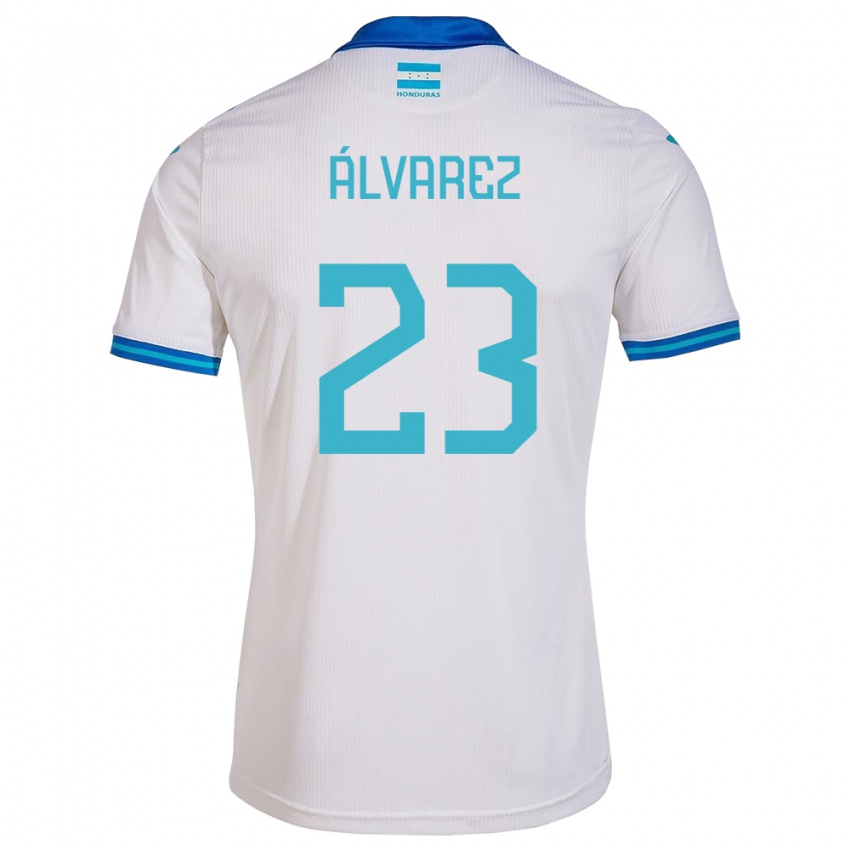 Mujer Camiseta Honduras Jorge Álvarez #23 Blanco 1ª Equipación 24-26 La Camisa