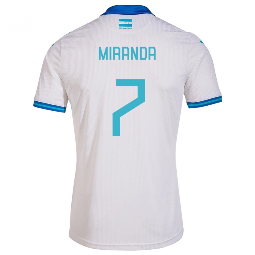 Mujer Camiseta Honduras Jeffry Miranda #7 Blanco 1ª Equipación 24-26 La Camisa
