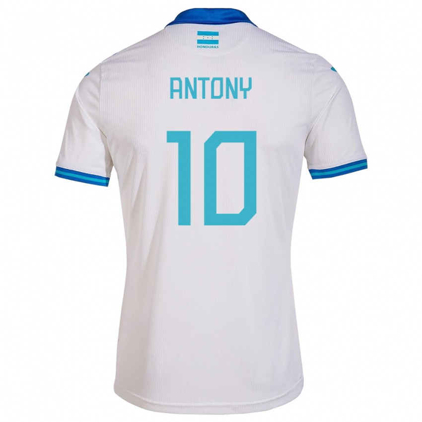Mujer Camiseta Honduras Antony García #10 Blanco 1ª Equipación 24-26 La Camisa
