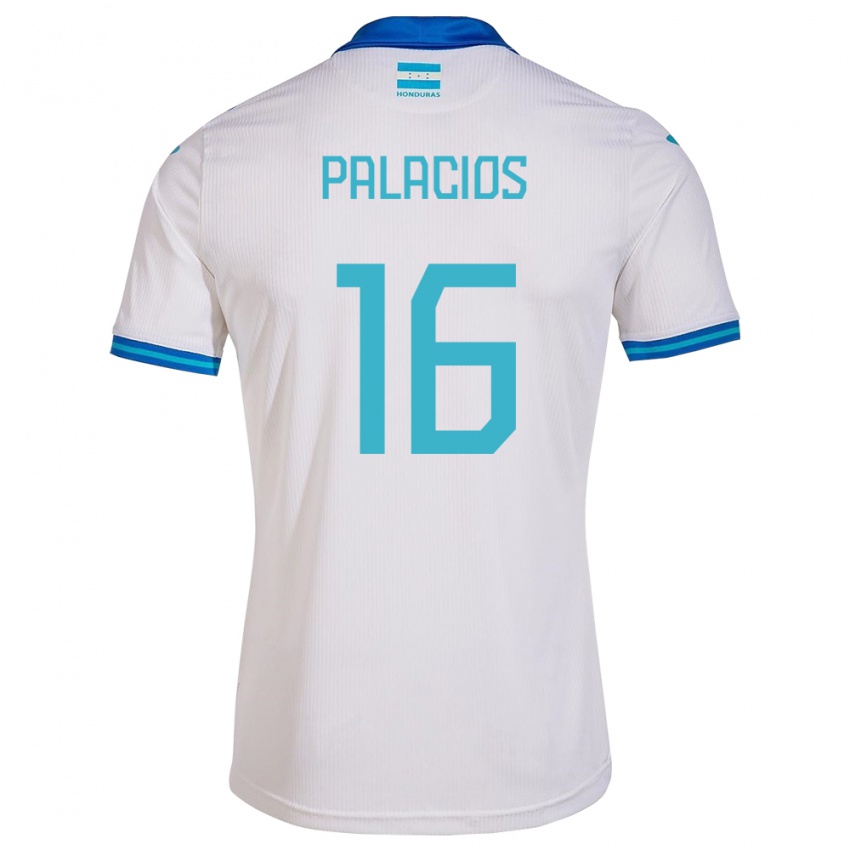 Mujer Camiseta Honduras Danilo Palacios #16 Blanco 1ª Equipación 24-26 La Camisa