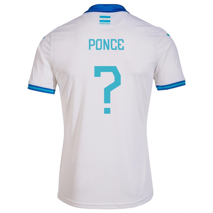 Mujer Camiseta Honduras Justin Ponce #0 Blanco 1ª Equipación 24-26 La Camisa