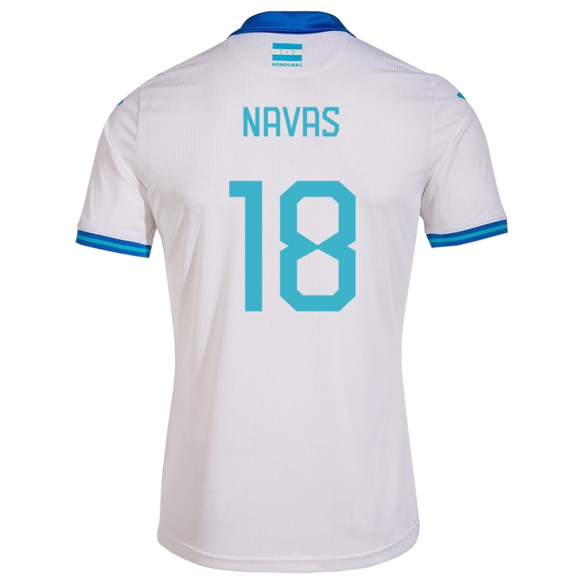 Mujer Camiseta Honduras Johan Navas #18 Blanco 1ª Equipación 24-26 La Camisa