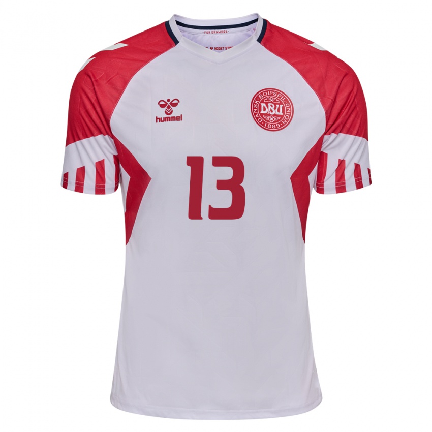 Mujer Camiseta Dinamarca Rasmus Kristensen #13 Blanco 2ª Equipación 24-26 La Camisa