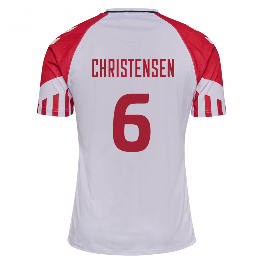 Mujer Camiseta Dinamarca Andreas Christensen #6 Blanco 2ª Equipación 24-26 La Camisa