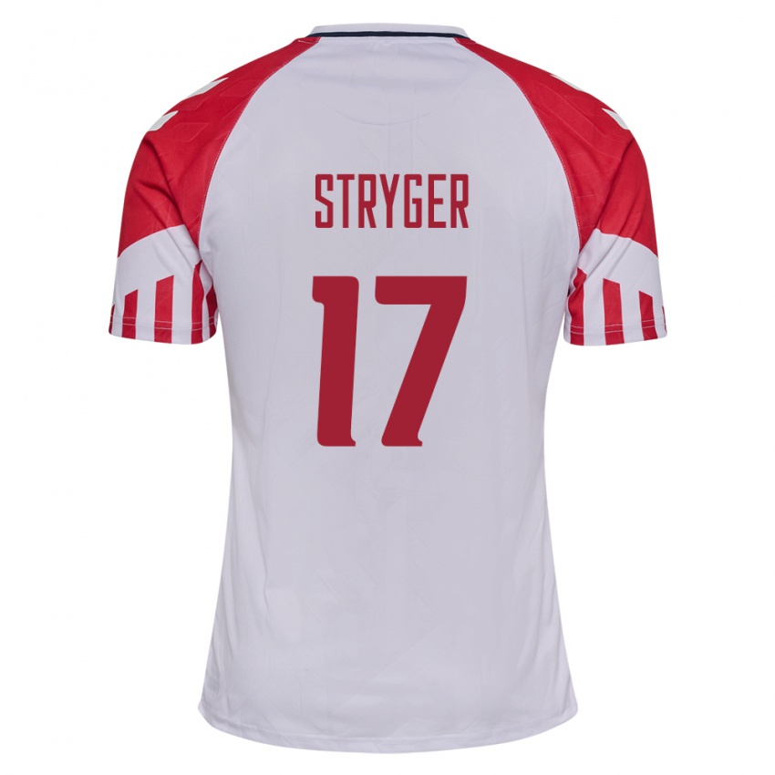 Mujer Camiseta Dinamarca Jens Stryger Larsen #17 Blanco 2ª Equipación 24-26 La Camisa