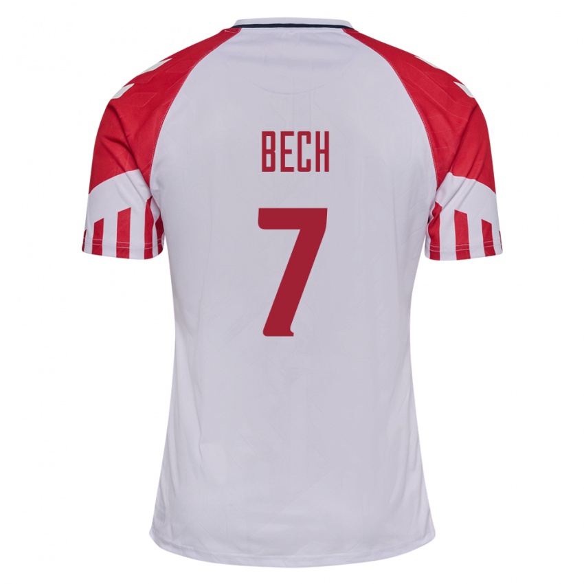 Mujer Camiseta Dinamarca Tobias Bech #7 Blanco 2ª Equipación 24-26 La Camisa