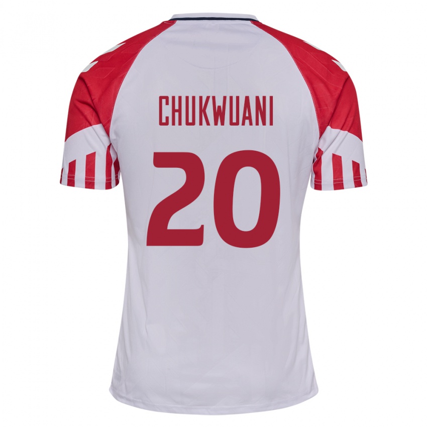 Mujer Camiseta Dinamarca Tochi Chukwuani #20 Blanco 2ª Equipación 24-26 La Camisa