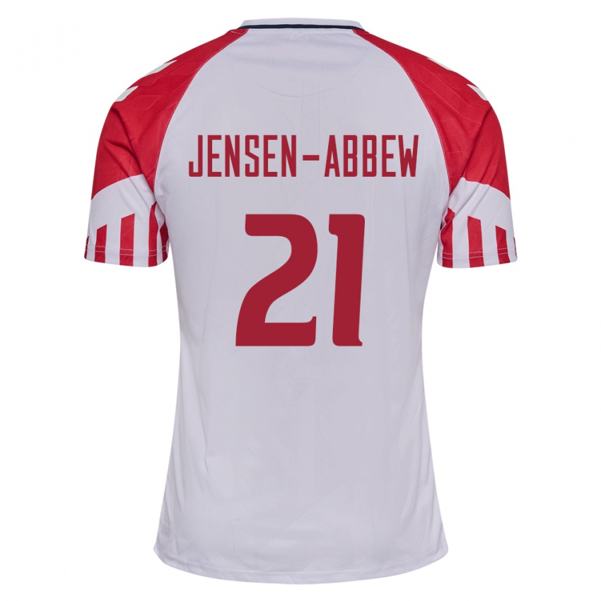 Mujer Camiseta Dinamarca Jonas Jensen-Abbew #21 Blanco 2ª Equipación 24-26 La Camisa