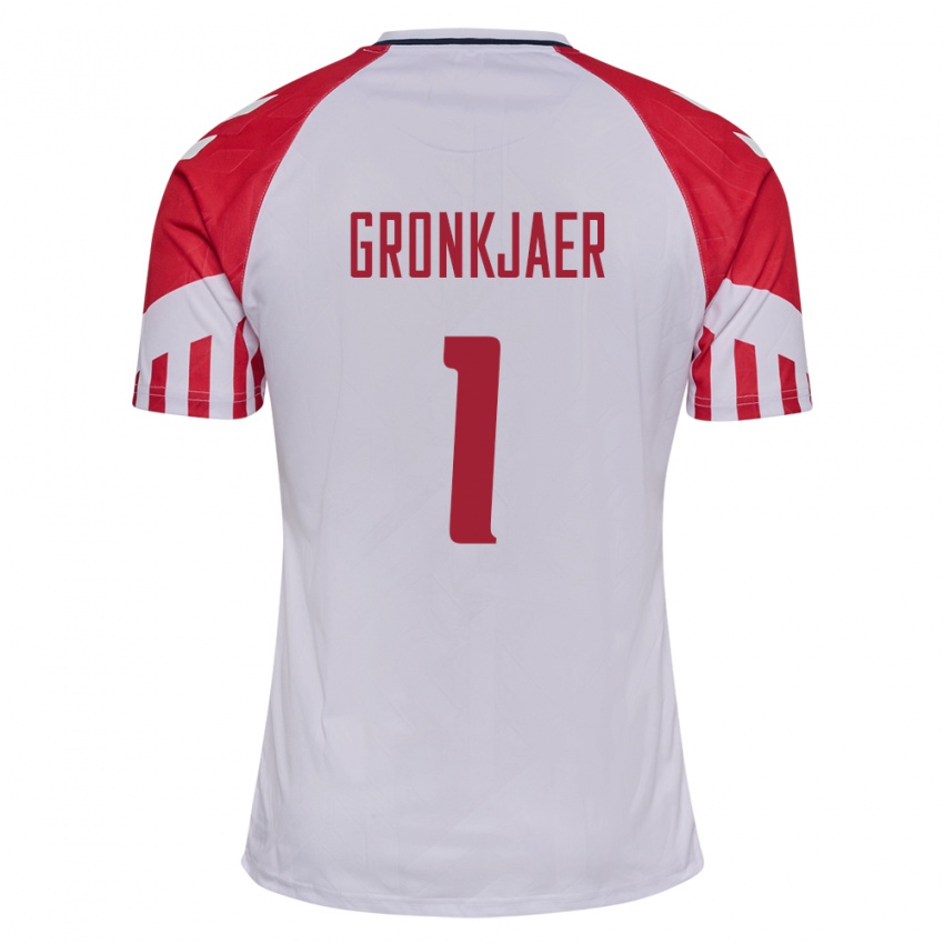 Mujer Camiseta Dinamarca Bertil Grönkjaer #1 Blanco 2ª Equipación 24-26 La Camisa