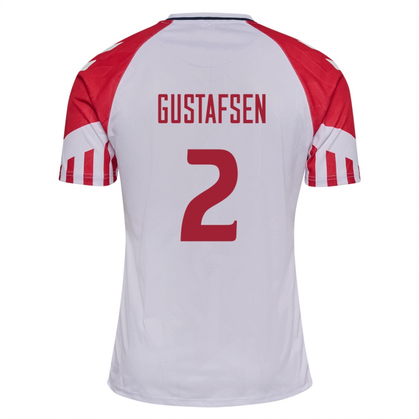 Mujer Camiseta Dinamarca Victor Gustafsen #2 Blanco 2ª Equipación 24-26 La Camisa