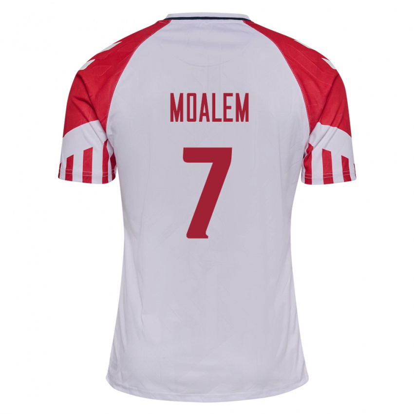 Mujer Camiseta Dinamarca Jonathan Moalem #7 Blanco 2ª Equipación 24-26 La Camisa