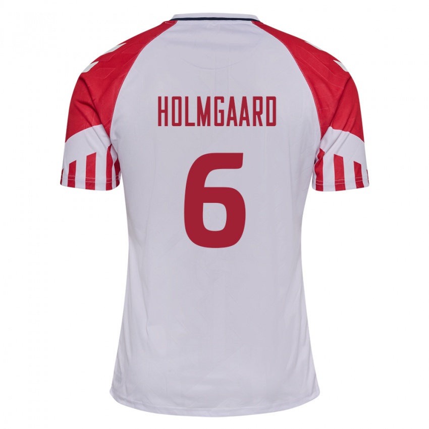 Mujer Camiseta Dinamarca Karen Holmgaard #6 Blanco 2ª Equipación 24-26 La Camisa