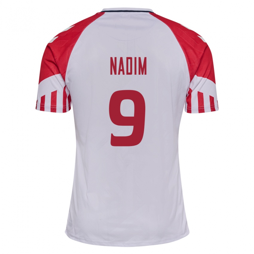Mujer Camiseta Dinamarca Nadia Nadim #9 Blanco 2ª Equipación 24-26 La Camisa