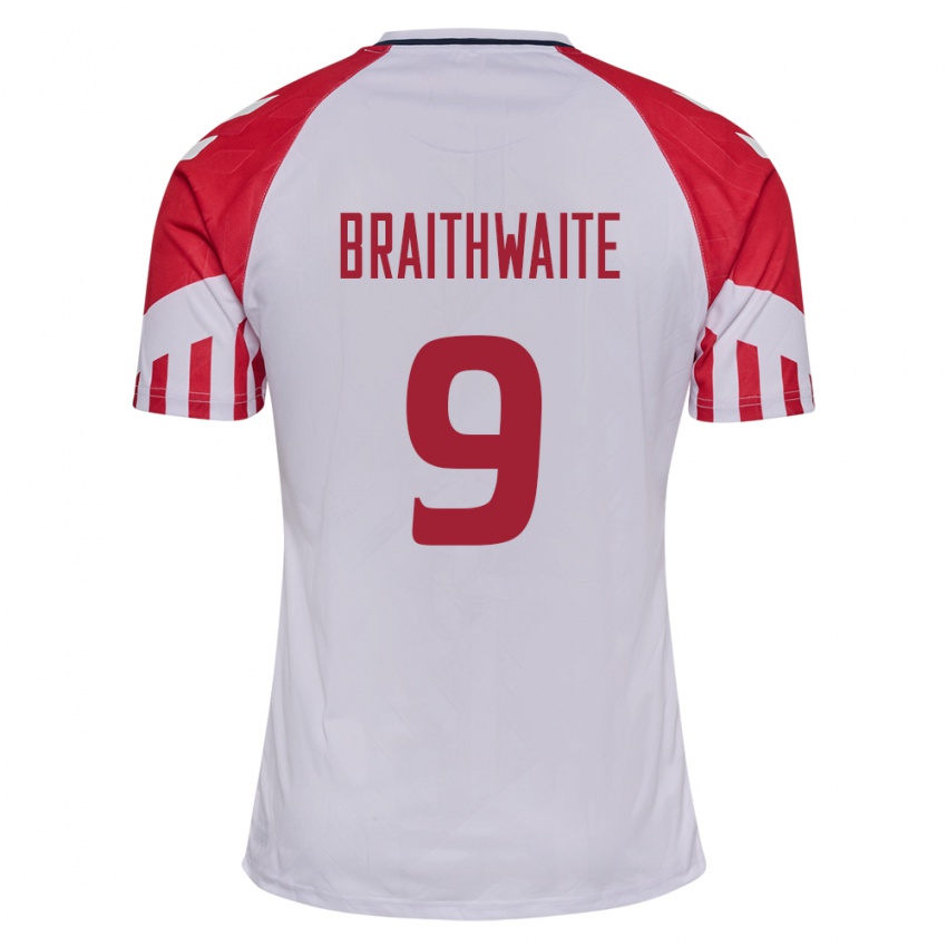 Mujer Camiseta Dinamarca Martin Braithwaite #9 Blanco 2ª Equipación 24-26 La Camisa