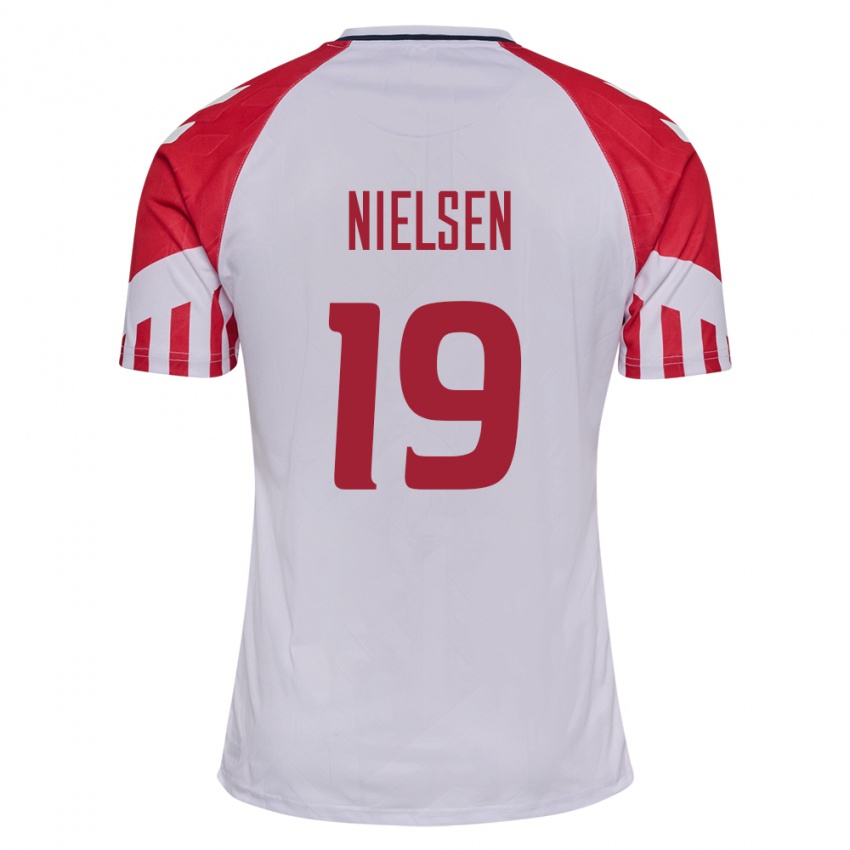 Mujer Camiseta Dinamarca Casper Nielsen #19 Blanco 2ª Equipación 24-26 La Camisa