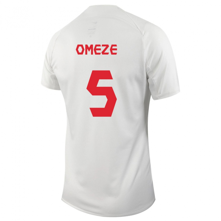 Mujer Camiseta Canadá Chimere Omeze #5 Blanco 2ª Equipación 24-26 La Camisa