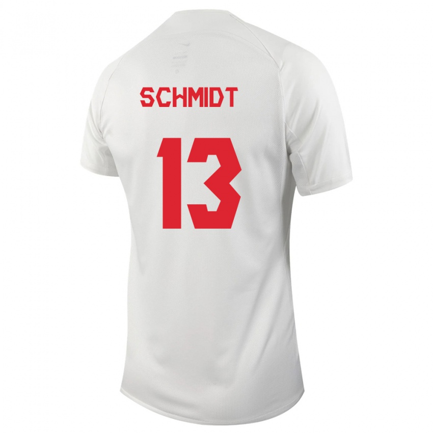 Mujer Camiseta Canadá Sophie Schmidt #13 Blanco 2ª Equipación 24-26 La Camisa