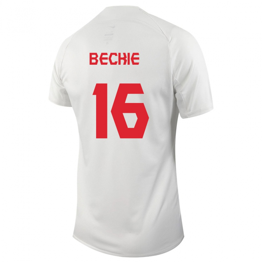 Mujer Camiseta Canadá Janine Beckie #16 Blanco 2ª Equipación 24-26 La Camisa