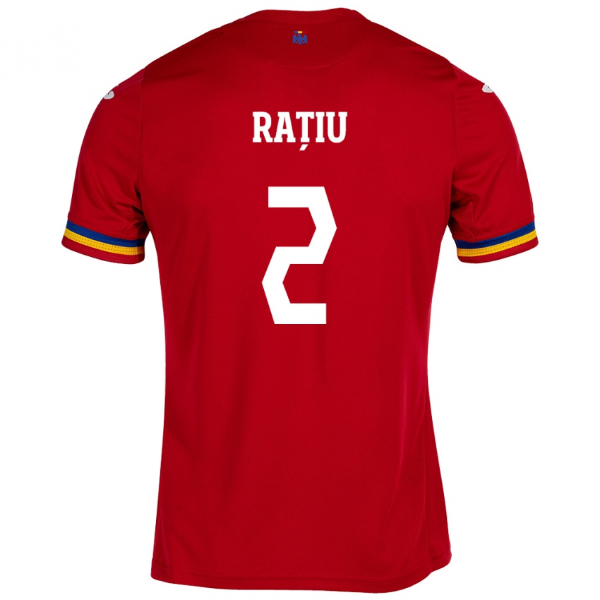 Mujer Camiseta Rumania Andrei Rațiu #2 Rojo 2ª Equipación 24-26 La Camisa