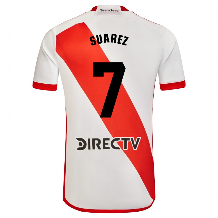 Niño Camiseta Matias Suarez #7 Blanco Rojo 1ª Equipación 2023/24 La Camisa