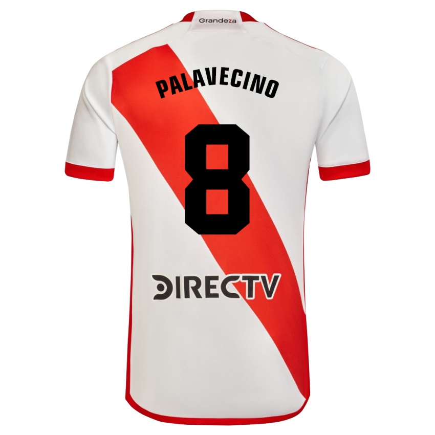 Niño Camiseta Agustin Palavecino #8 Blanco Rojo 1ª Equipación 2023/24 La Camisa