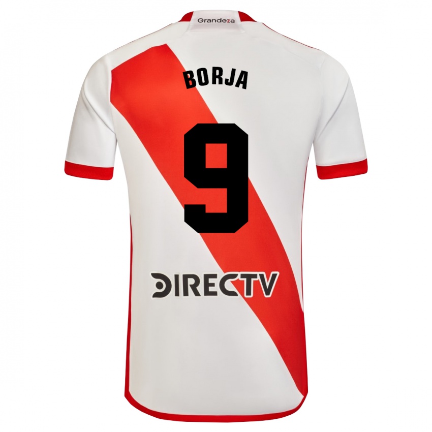 Niño Camiseta Miguel Borja #9 Blanco Rojo 1ª Equipación 2023/24 La Camisa