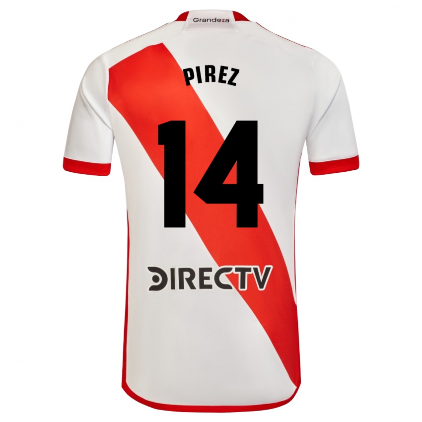 Niño Camiseta Leandro González Pírez #14 Blanco Rojo 1ª Equipación 2023/24 La Camisa