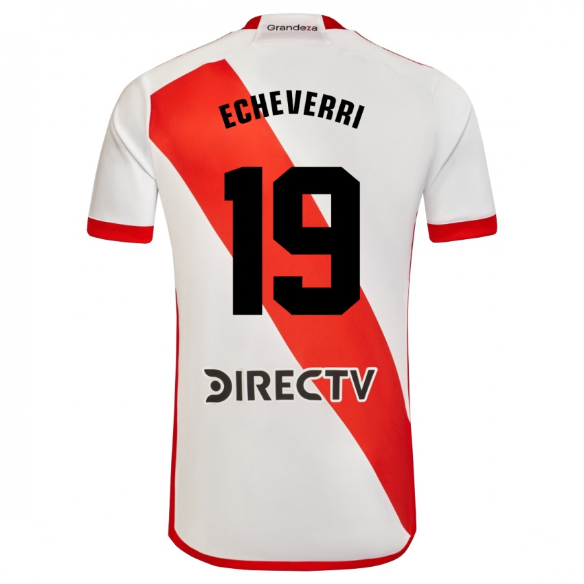 Niño Camiseta Claudio Echeverri #19 Blanco Rojo 1ª Equipación 2023/24 La Camisa