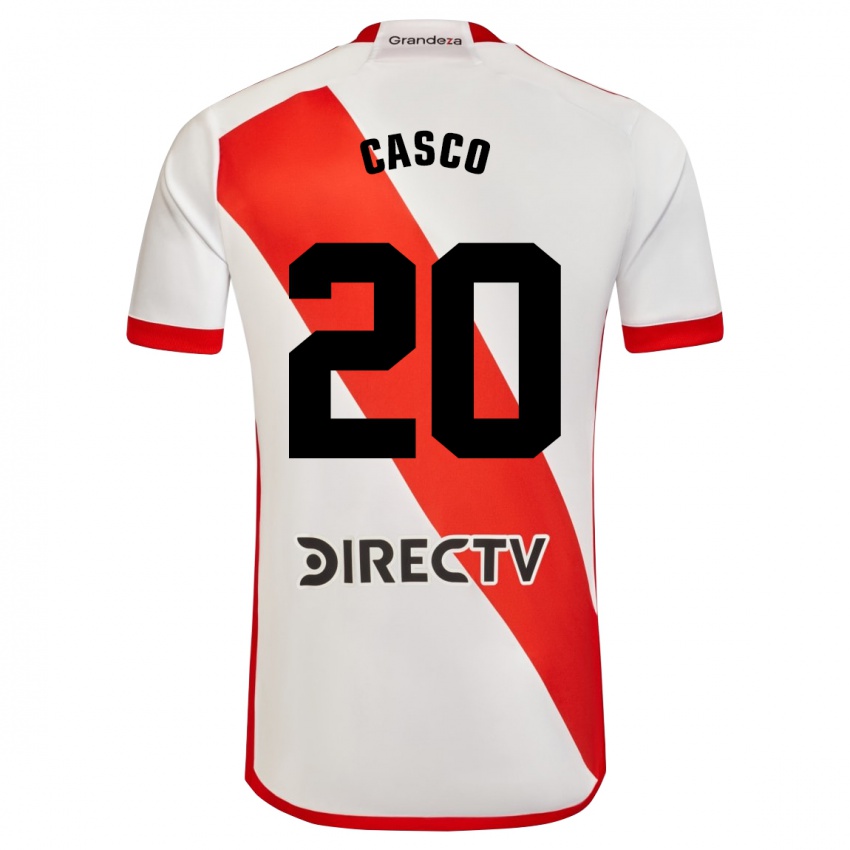 Niño Camiseta Milton Casco #20 Blanco Rojo 1ª Equipación 2023/24 La Camisa