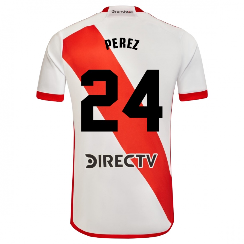 Niño Camiseta Enzo Perez #24 Blanco Rojo 1ª Equipación 2023/24 La Camisa