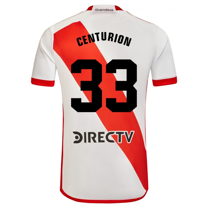 Niño Camiseta Ezequiel Centurión #33 Blanco Rojo 1ª Equipación 2023/24 La Camisa
