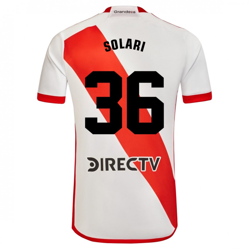 Niño Camiseta Pablo Solari #36 Blanco Rojo 1ª Equipación 2023/24 La Camisa