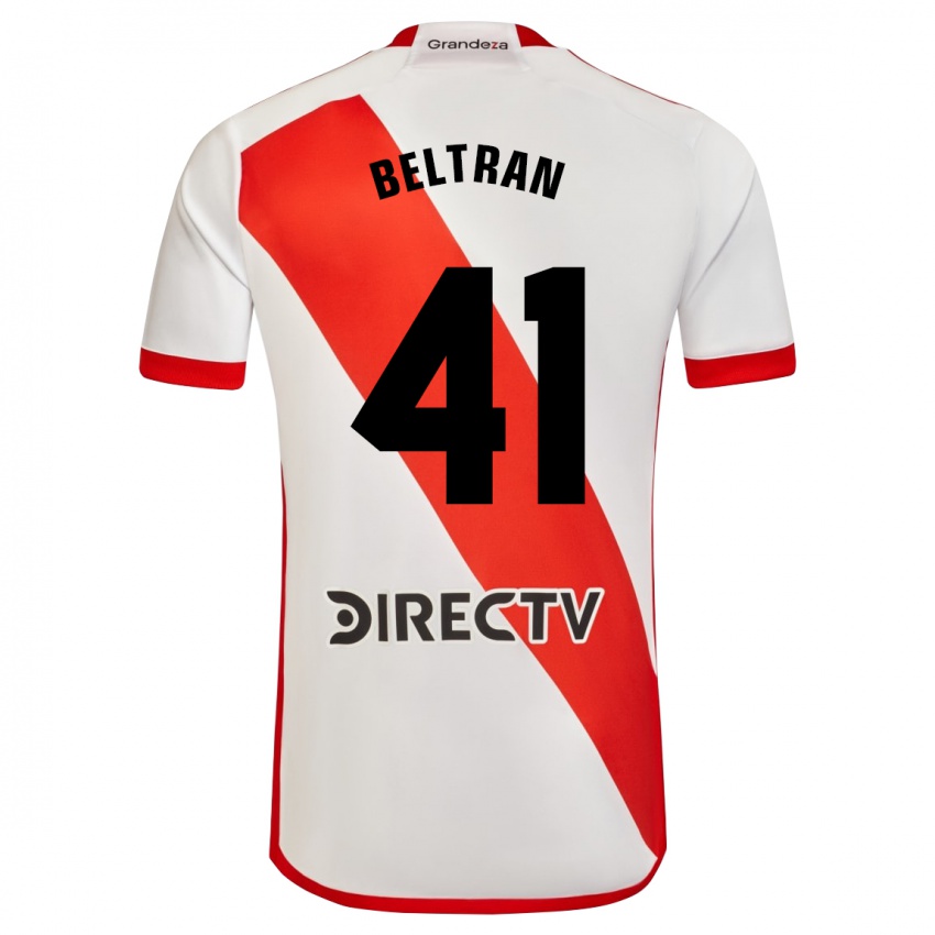 Niño Camiseta Santiago Beltrán #41 Blanco Rojo 1ª Equipación 2023/24 La Camisa