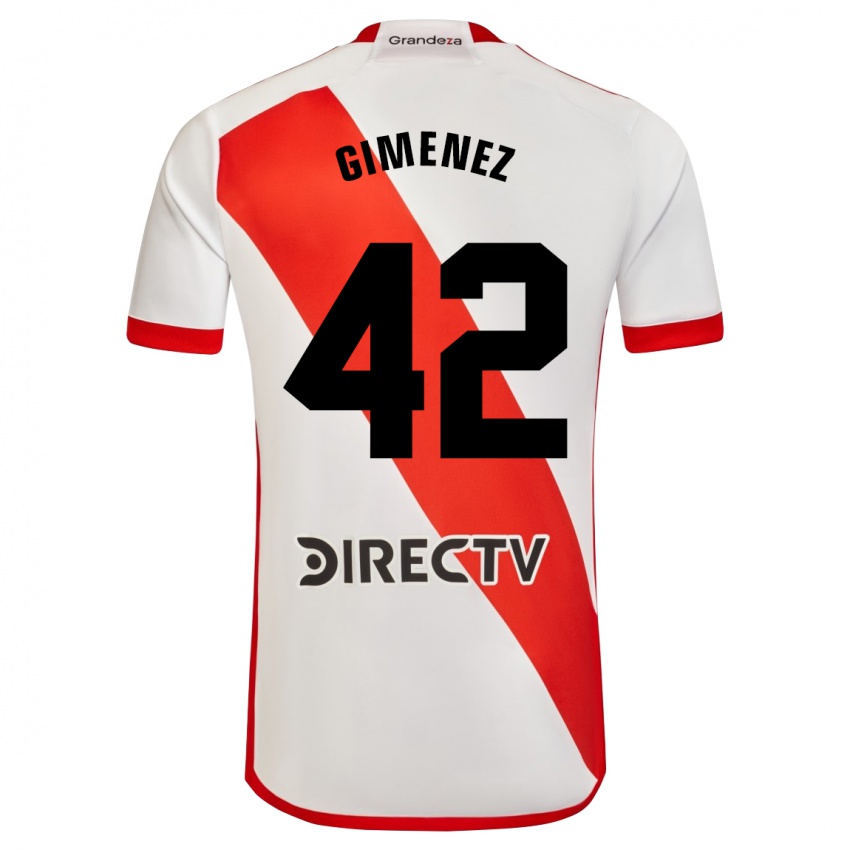 Niño Camiseta Ulises Giménez #42 Blanco Rojo 1ª Equipación 2023/24 La Camisa