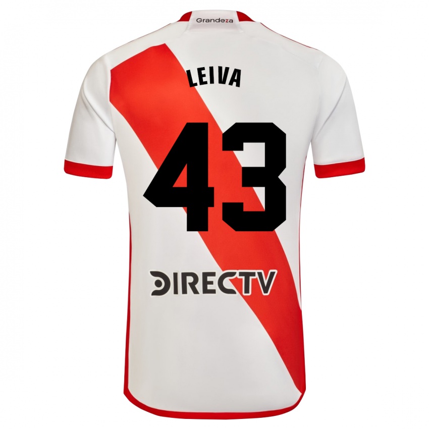 Niño Camiseta Tobías Leiva #43 Blanco Rojo 1ª Equipación 2023/24 La Camisa