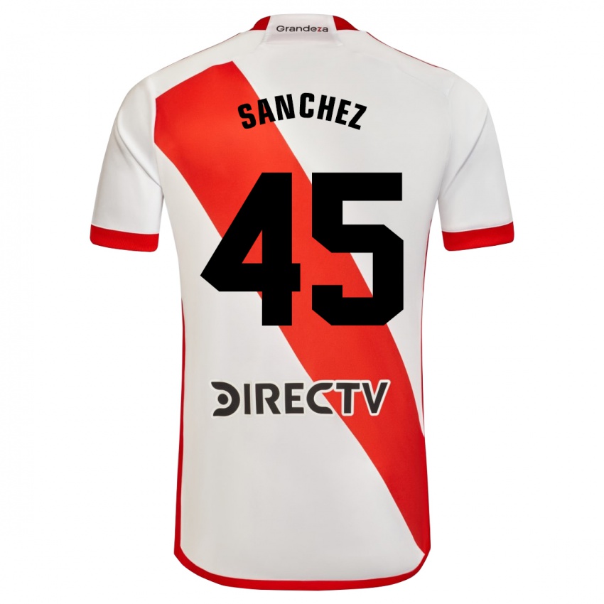 Niño Camiseta Sebastián Sánchez #45 Blanco Rojo 1ª Equipación 2023/24 La Camisa