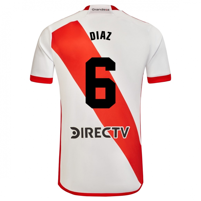 Niño Camiseta Milagros Díaz #6 Blanco Rojo 1ª Equipación 2023/24 La Camisa