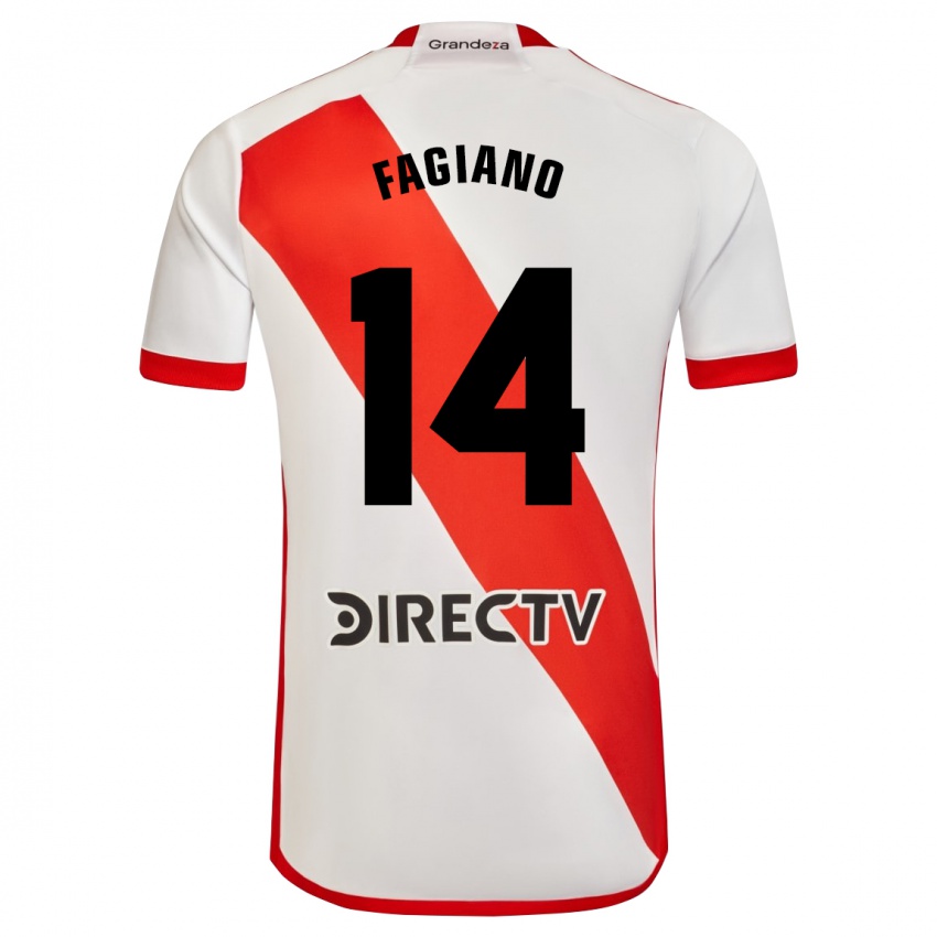 Niño Camiseta Paloma Fagiano #14 Blanco Rojo 1ª Equipación 2023/24 La Camisa