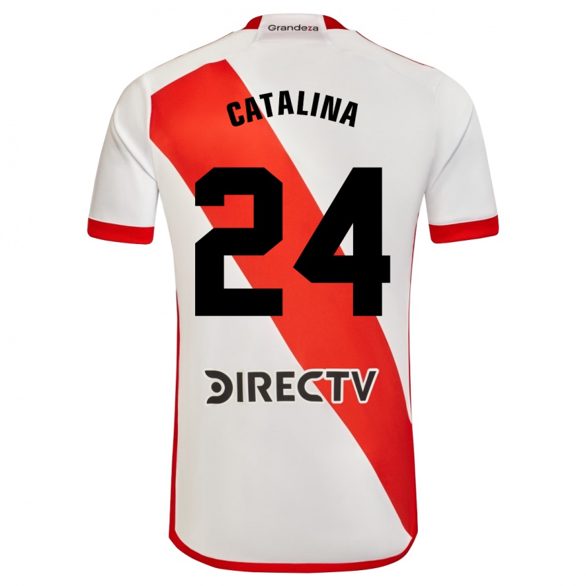 Niño Camiseta Catalina Julia Primo #24 Blanco Rojo 1ª Equipación 2023/24 La Camisa