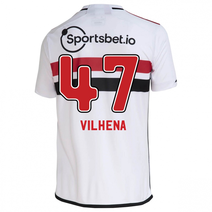 Niño Camiseta Pedro Vilhena #47 Blanco 1ª Equipación 2023/24 La Camisa