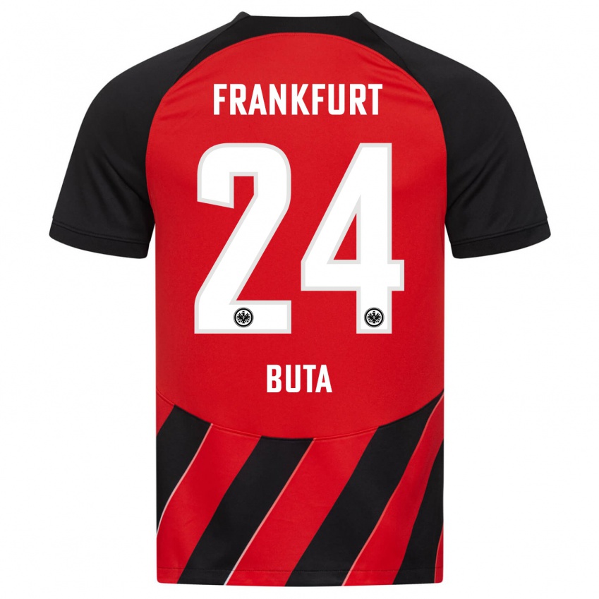 Niño Camiseta Aurélio Buta #24 Negro Rojo 1ª Equipación 2023/24 La Camisa