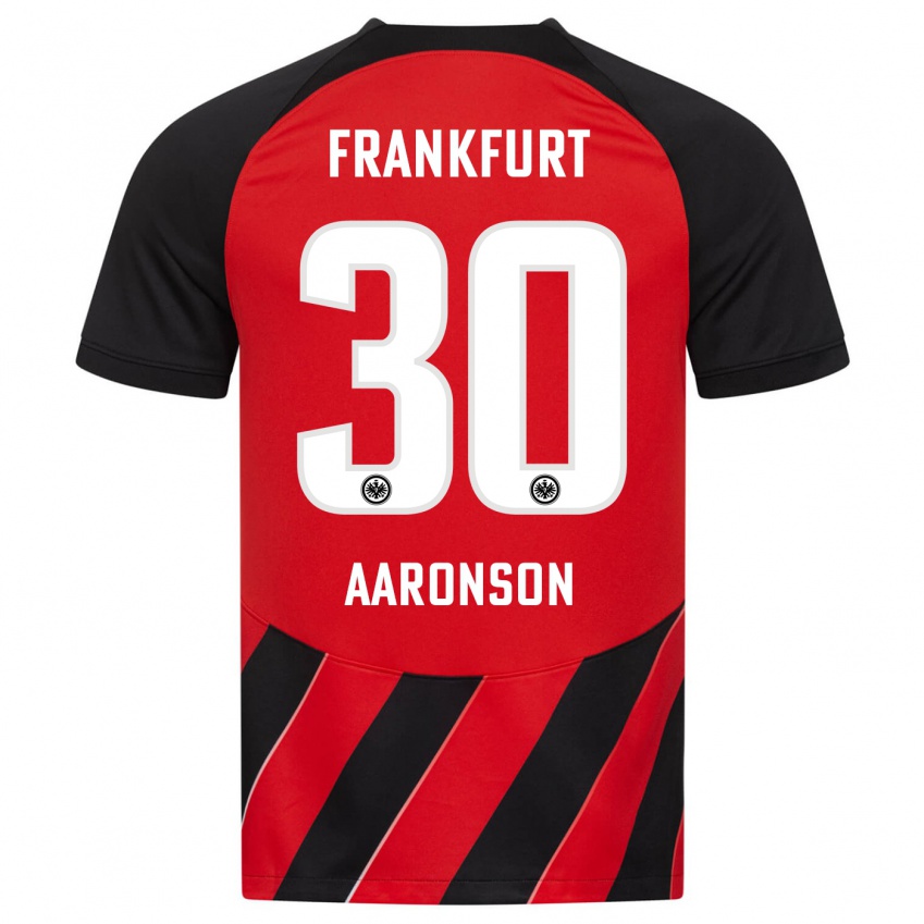 Niño Camiseta Paxten Aaronson #30 Negro Rojo 1ª Equipación 2023/24 La Camisa